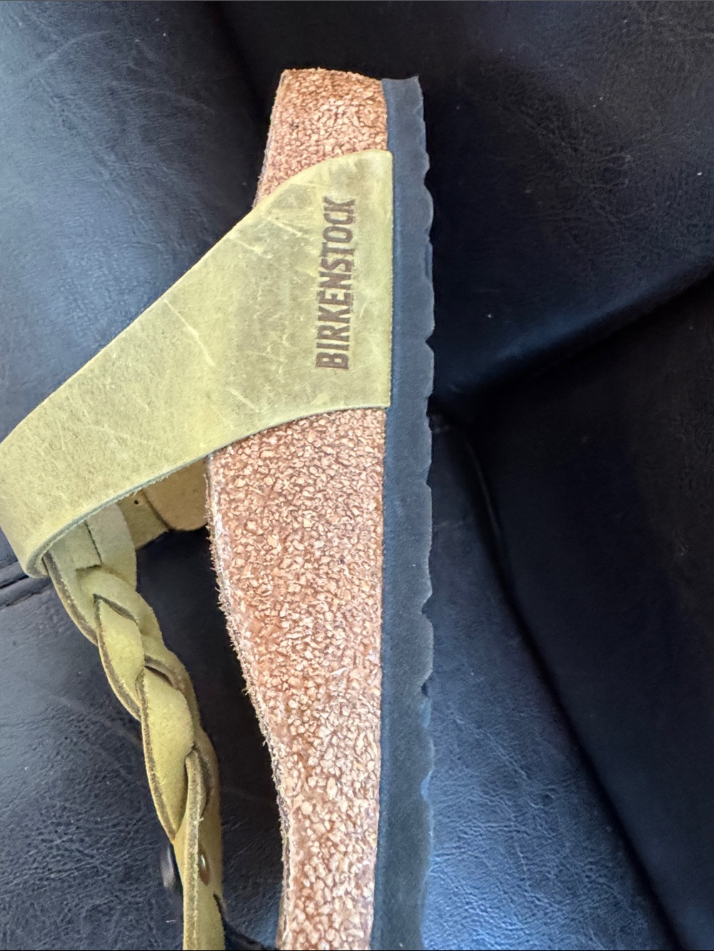 Birkenstock Women’s Olive Braided Thong Sandals with Cork Footbed - Picture 6 of 9